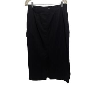 BASLER Horst Basler Midi Skirt Womens Size Medium Navy Cotton Blend Longline